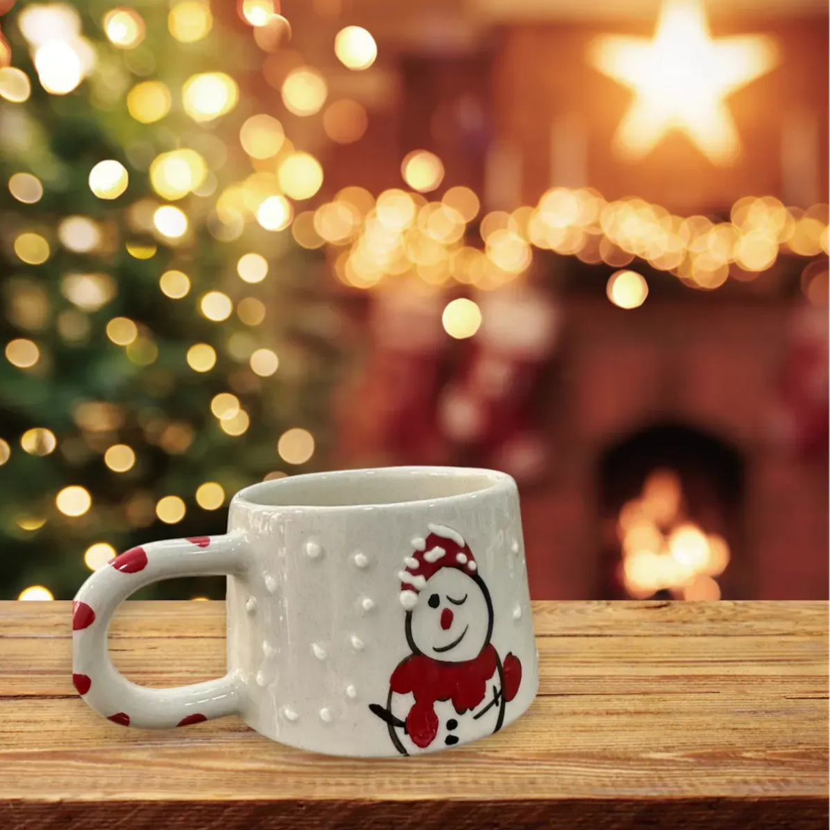 Yılbaşı temalı kardan adam kupa bardak