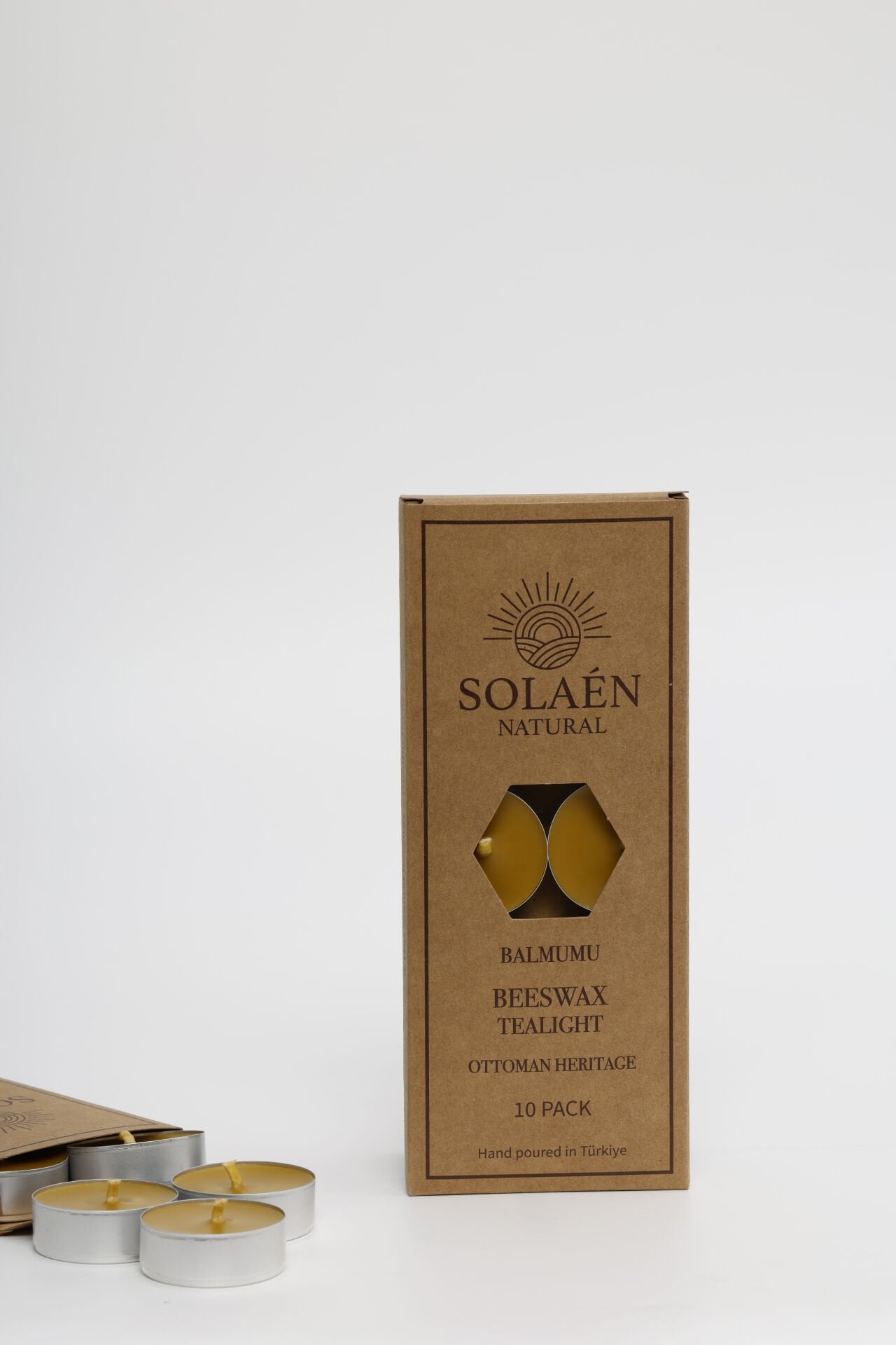 %100 Doğal Balmumu Tealight Mum 10’lu – Uzun Yanışlı & Katkısız