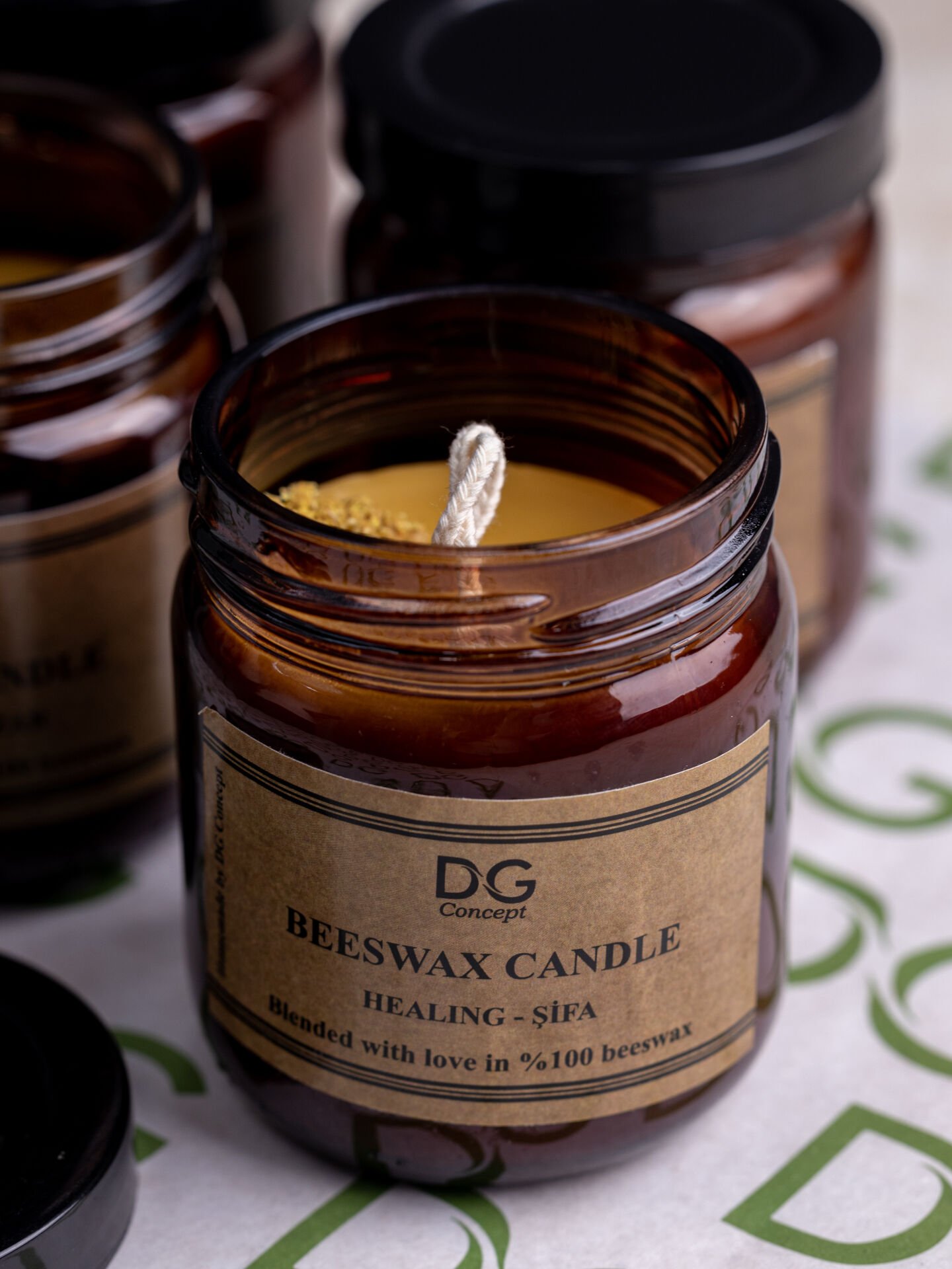 Amber Kavanoz Doğal Balmumu Şifa Mum