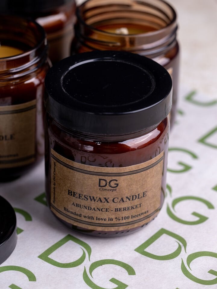 Amber Kavanoz Doğal Balmumu Bereket Mum