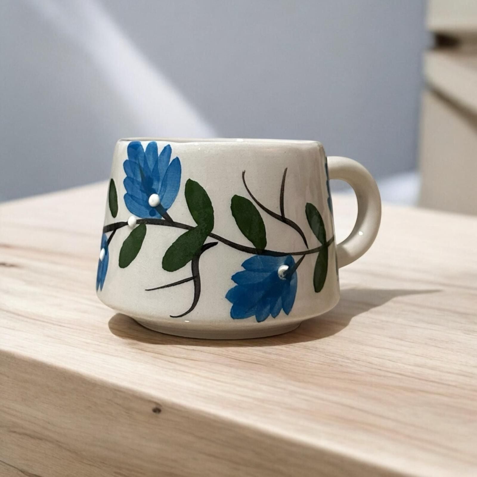 DG Concept El Yapımı Seramik Kupa - Mavi Üzüm Bağı -180ML