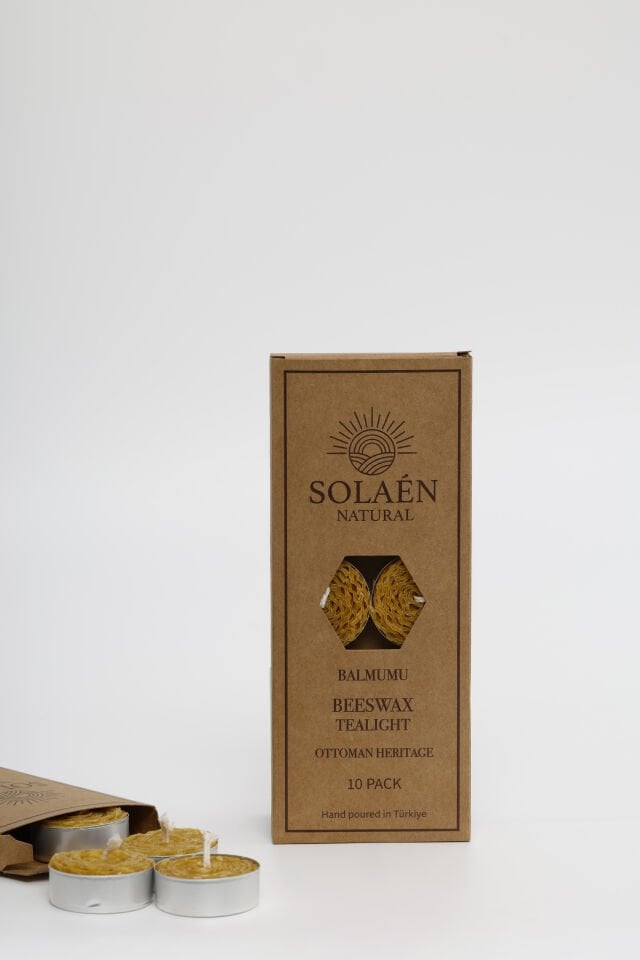 Solaén Natural %100 Doğal Balmumu Tealight Mum 10’lu El Yapımı