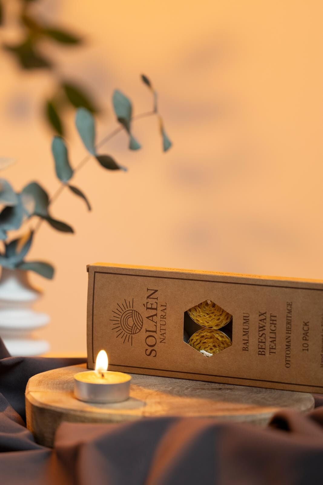 Solaén Natural %100 Doğal Balmumu Tealight Mum 10’lu El Yapımı