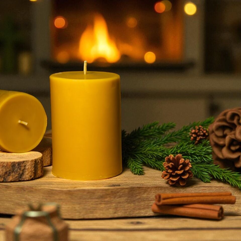 %100 Saf Balmumu Blok Mum 700 gr | 10x15 cm Doğal Uzun Yanışlı Mum